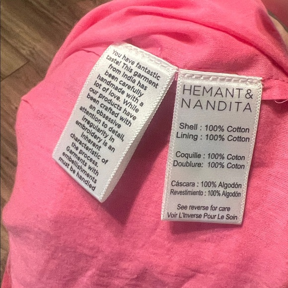 Hemant & Nandita Boho Gypsy Hot Pink Mini Dress L Ruffle Hem Festival - Picture 7 of 8